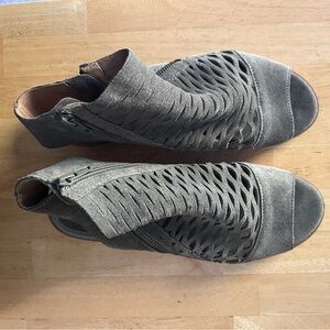 Diba Taupe Perforated Suede Sandals